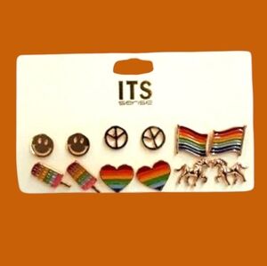 Rainbow Vibes Stud & Statement Earring Set 🌈✨